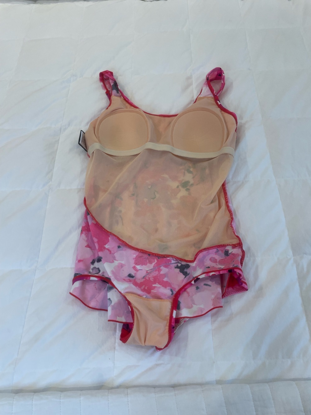 Shore Shapes Size 14 One Piece Swimsuit Pink with Faux Wrap Looking Skirt - Picture 11 of 13